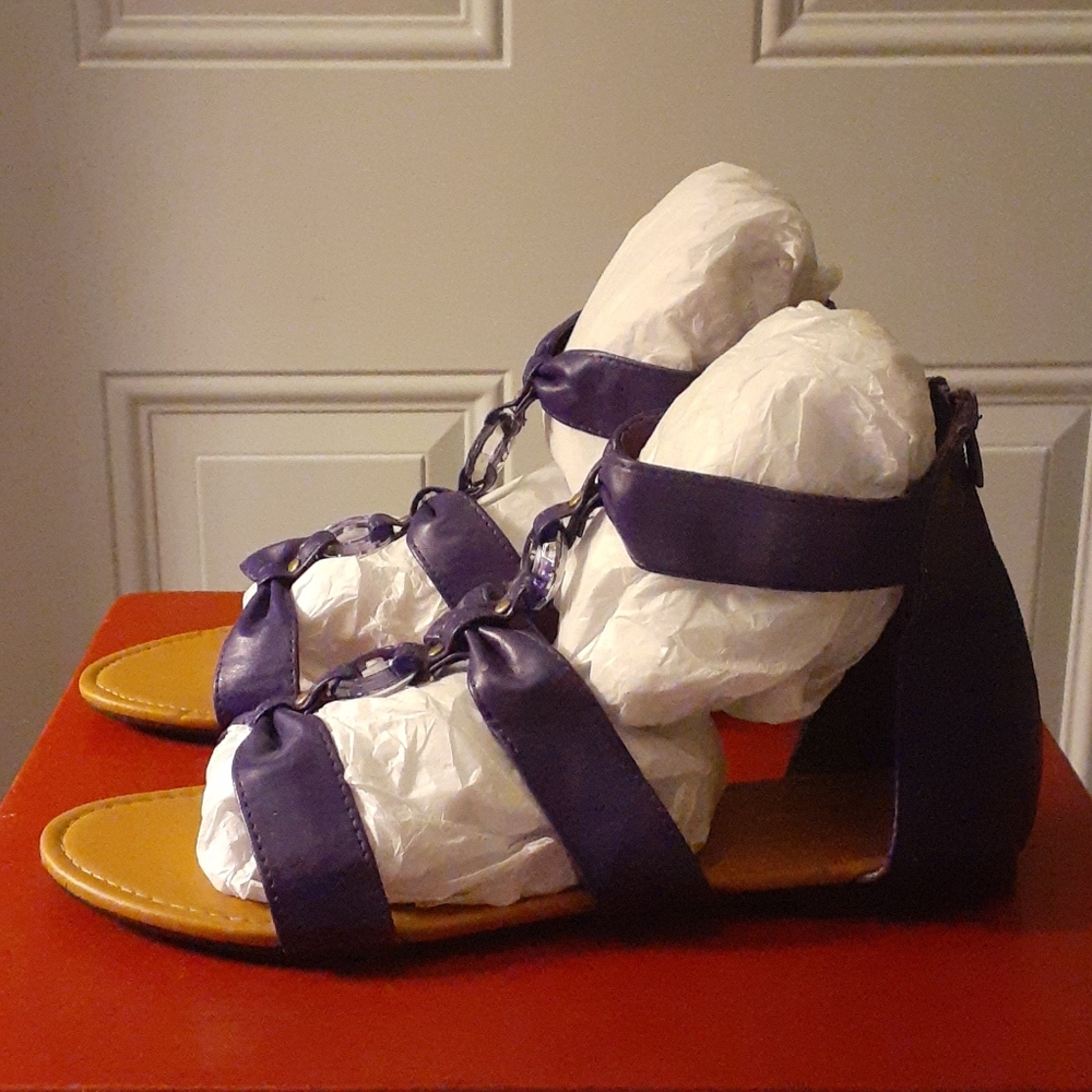Max Collection faux leather purple gladiator sandals Size 12 - Picture 2 of 10